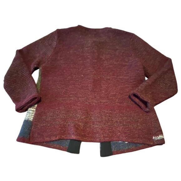 Handcrafted Patchwork Knit Cardigan 3 Snap Button Multicolor Design Angora Blend - Picture 6 of 6